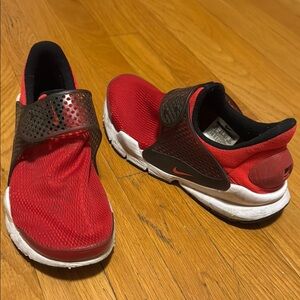 Nike Red and Black Slip-On Sneakers size 6 youth used